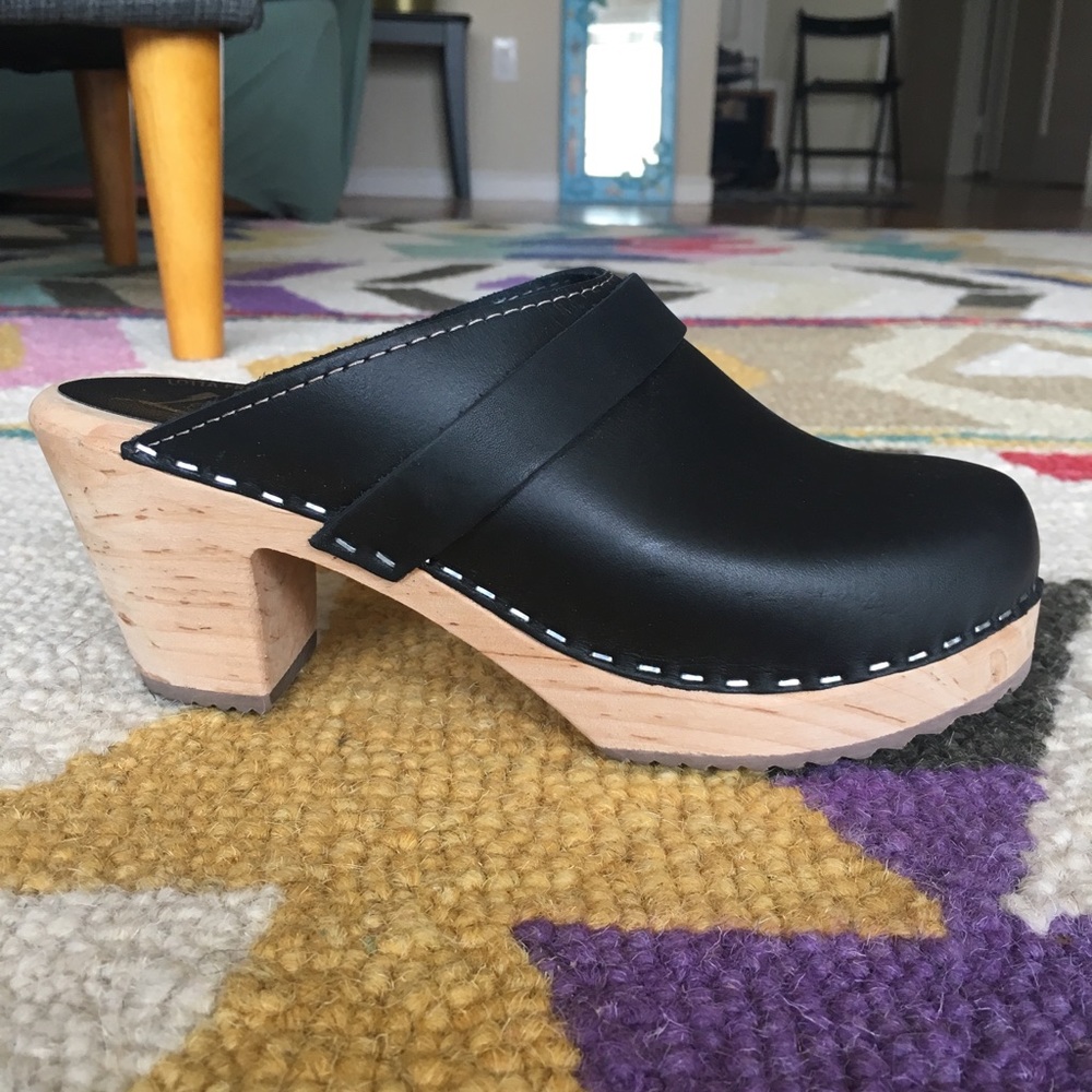 Lotta from Stockholm high heel black leather clog
